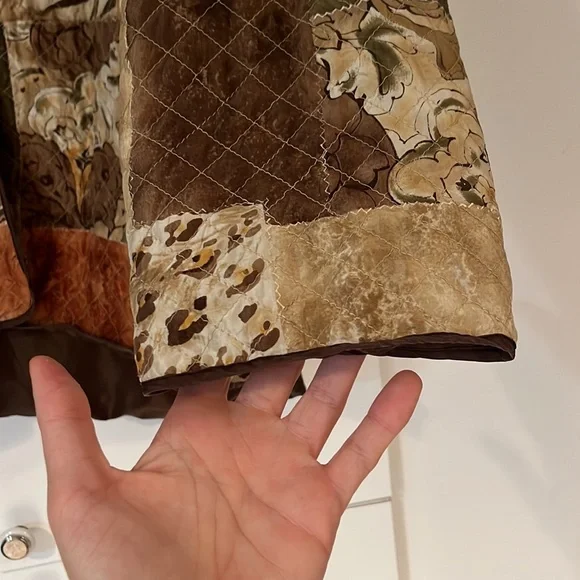 Vtg Alfred Dunner Silk Jacket Womens 2X Quilted Colorblock Animal Print Boho - Picture 5 of 7